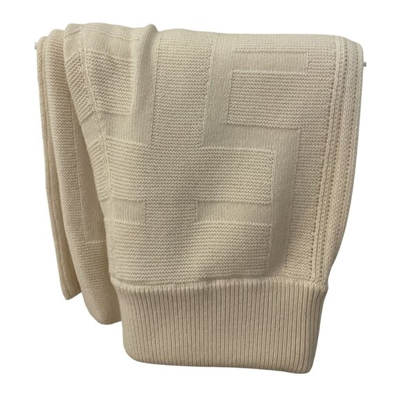 Hermes Textured Beige Knit Wide-Leg Pants With Ribbed Waistband Womens Soft Cott - Picture 3 of 9